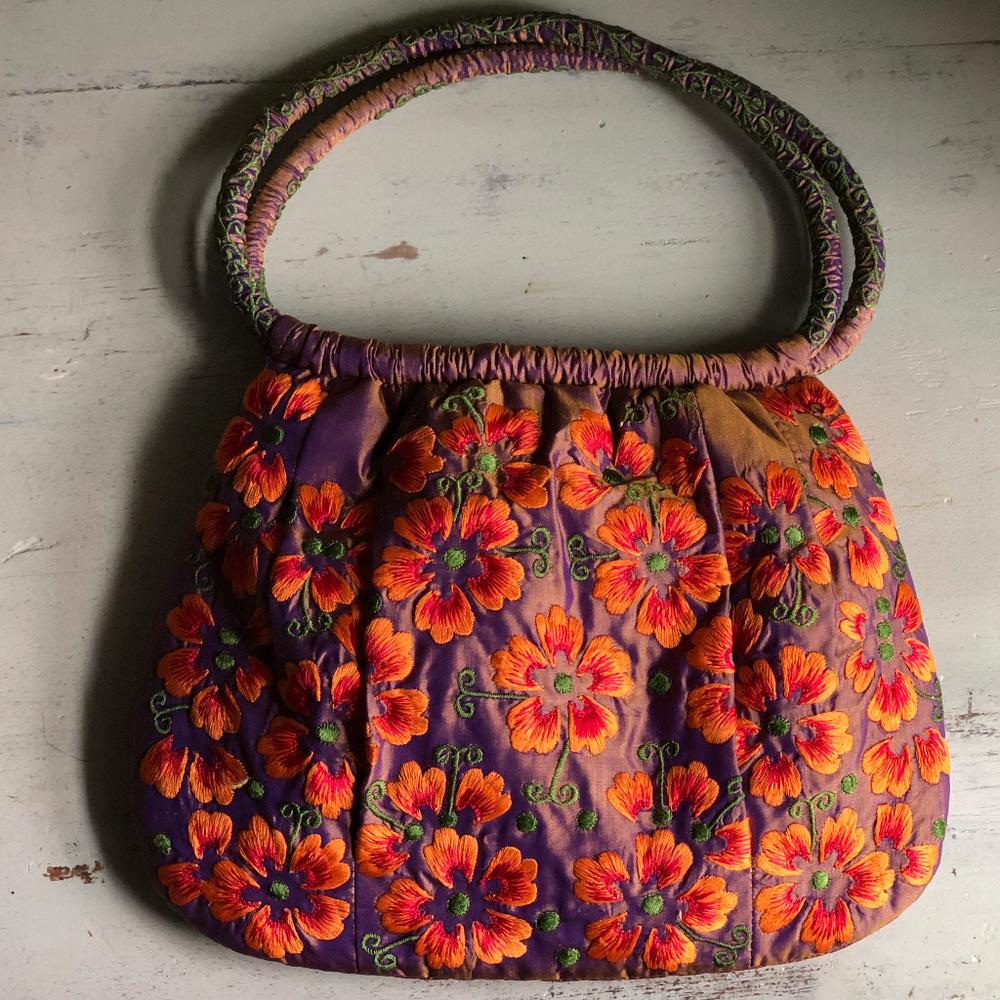 Embroided Vintage Ombre Silk Evening Bag